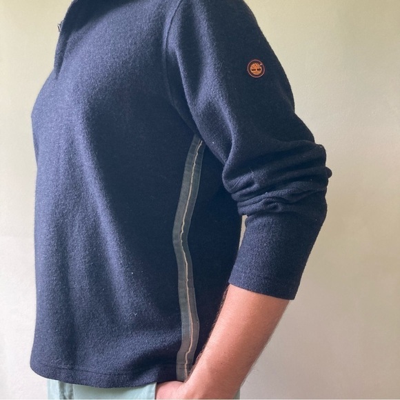 Timberland | Vintage Wool Blend Side Stripe 1/4 Zip Sweater - Picture 3 of 8